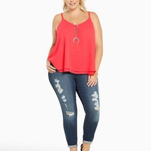 Coral Pink Chiffon Tank Top